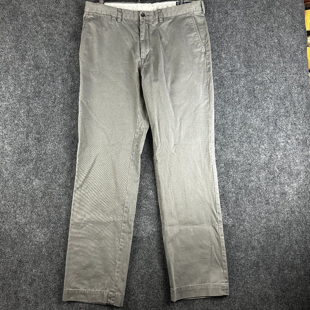 Polo Ralph Lauren Pants Mens 36 X 33 Classic Fit Chino Gray Cotton Pockets Logo